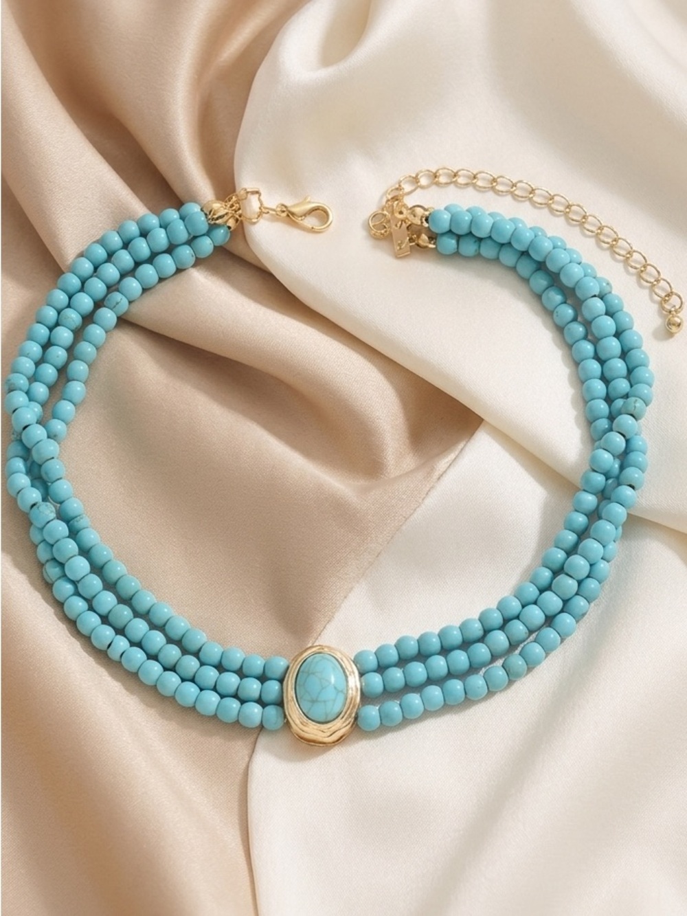 Turquoise Multilayered Beaded Choker Necklace
